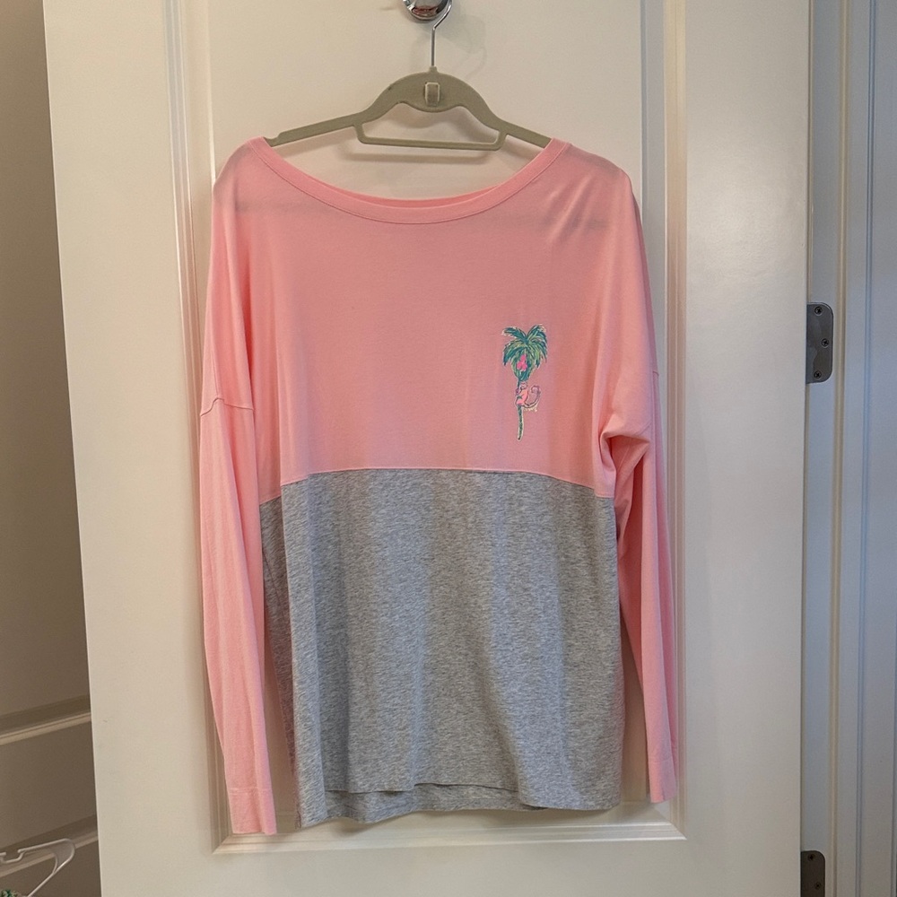 Lilly Pulitzer Pink and gray super soft long sleeve Tee. Size L